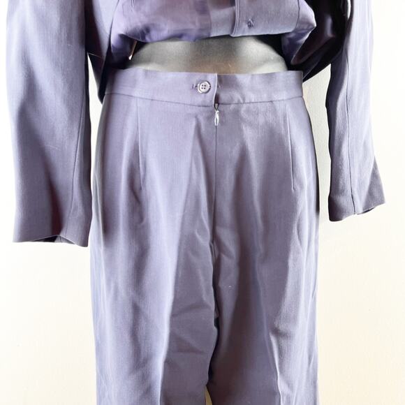 John Meyer Two Piece Wool Blend Pant Suit Blazer Wide Leg Trousers Navy Blue - Picture 12 of 16